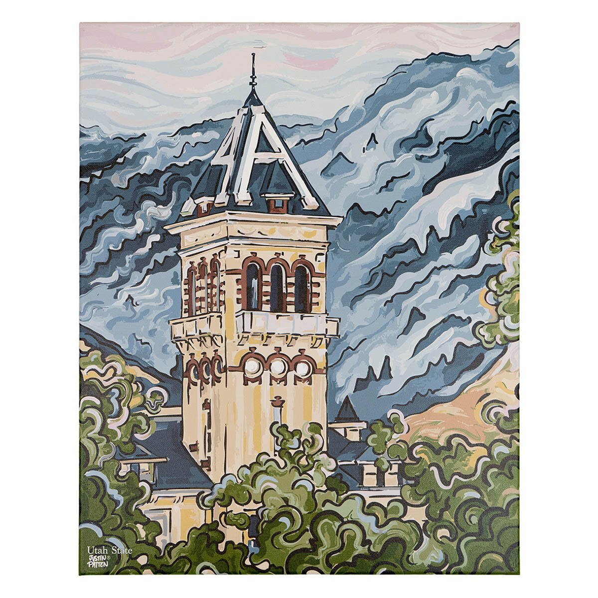 Old Main Painted Canvas Art by Justin Patten 16"x20"